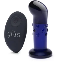 Стеклянный вибростимулятор простаты с пультом Glas Dotted Plug синий