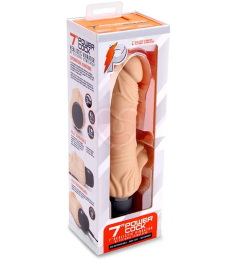 Реалистичный вибратор с клиторальным стимулятором PowerCocks телесный фото 7