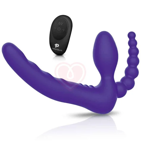 Безремневой страпон с пультом управления Pegasus Strapless фиолетовый фото 1