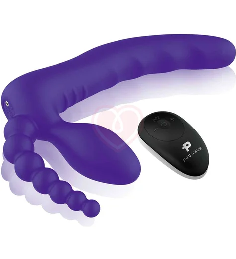 Безремневой страпон с пультом управления Pegasus Strapless фиолетовый фото 2