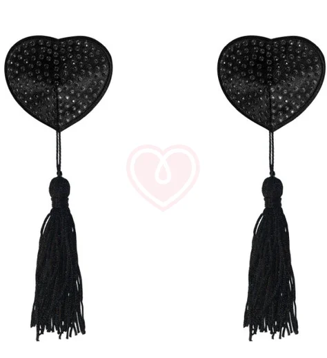 Пэстисы Burlesque Evans сердечки с кисточками чёрные фото 1