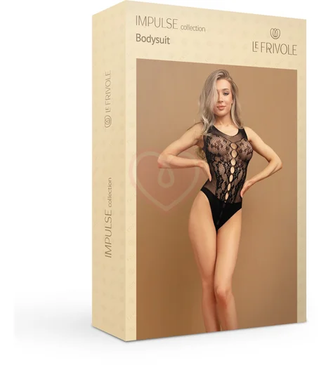Кружевное боди с вырезами на животе Impulse чёрное фото 7