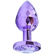 Текстурная алюминиевая анальная пробка Kanikule Large с кристаллом фиолетовая
