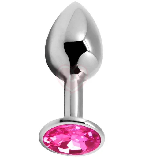 Стальная анальная пробка Alive Mini Metal Butt M с розовым кристаллом фото 1