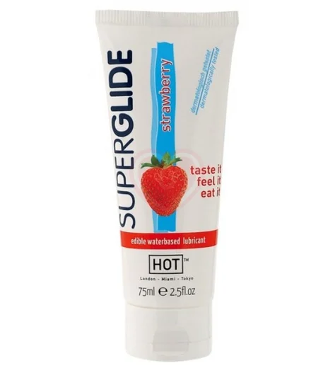 Съедобный лубрикант на водной основе Superglide со вкусом клубники 75 мл фото 1