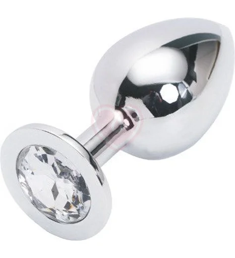 Подарочная большая анальная пробка Jewelry Butt Plug Silver Diamond серебряная с алмазом фото 1