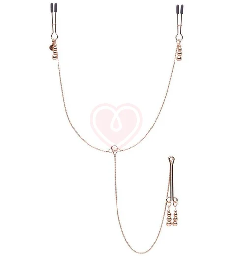 Металлические зажимы для сосков и клитора Fifty Shades Freed All Sensation золотые фото 1