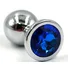 Металлическая анальная пробка Medium с синим стразом фото 1