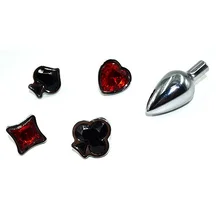 Набор из анальной пробки и кристаллов в форме карточных мастей