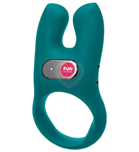 Виброкольцо Fun Factory Nos с двумя кончиками для стимуляции зелёное фото 1