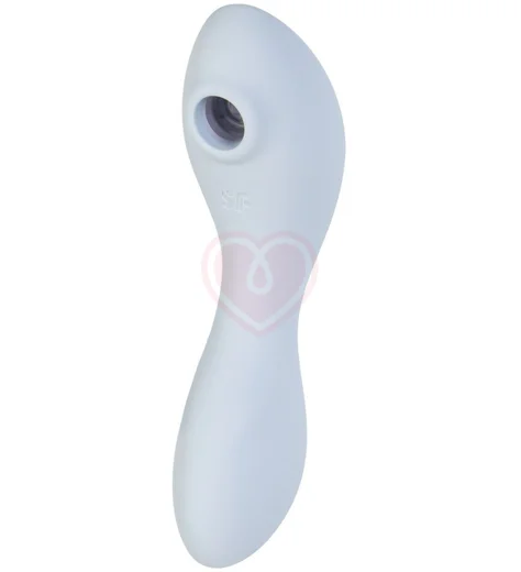 Вибратор с вакуумной стимуляцией Satisfyer Curvy Trinity 5+ и приложением голубой фото 1