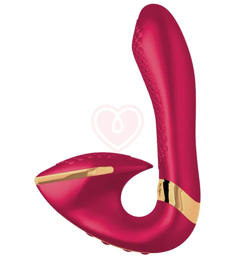 Вибратор с клиторальным кончиком Shunga SOYO малиновый фото 1