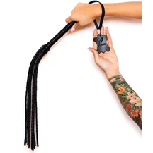 Плетёный флоггер Scandal из натуральной кожи чёрный