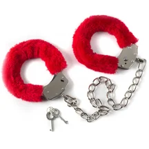Меховые ножные оковы Bondage Collection красные