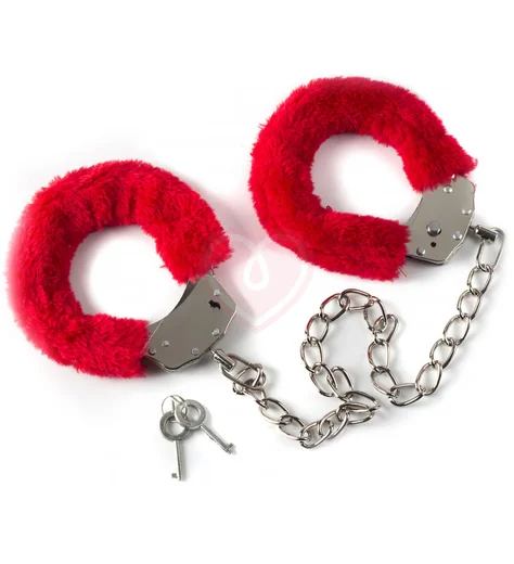 Меховые ножные оковы Bondage Collection красные фото 1