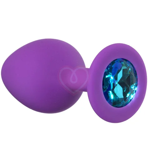 Средняя анальная пробка Emotions Cutie Medium фиолетовая с голубым кристаллом фото 1