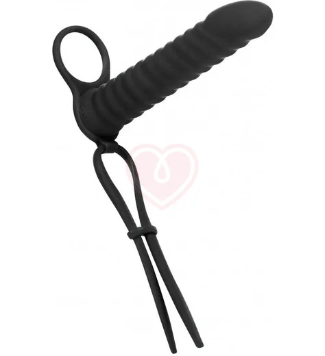 Насадка для двойного проникновения с лассо и вибропулей Pure Passion Rori 16 см чёрная фото 1