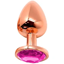 Анальная пробка с розовым кристаллом Cnex Wooomy Tralalo S розовое золото