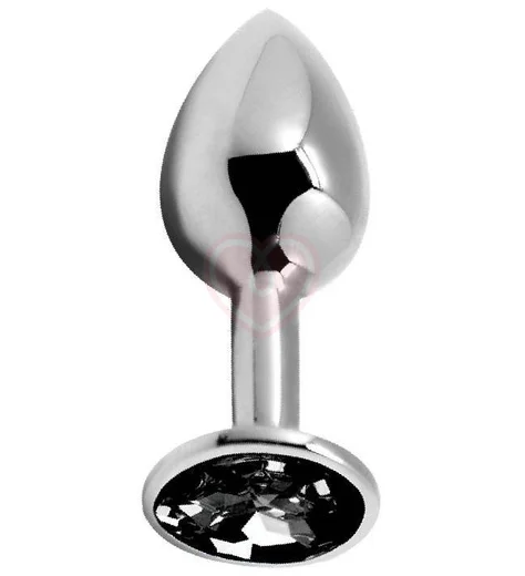Стальная анальная пробка Alive Mini Metal Butt S с чёрным кристаллом фото 1