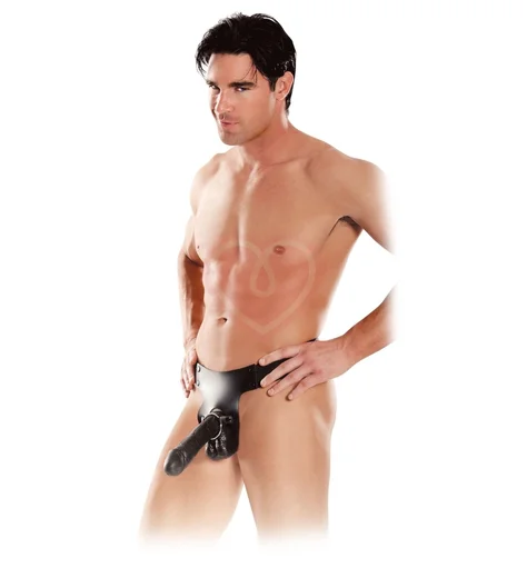 Фаллопротез с кольцом Pipedream Mr. Big Hollow Strap-on 20 см чёрный фото 1