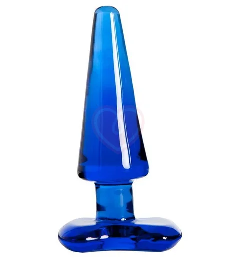 Стеклянная анальная пробка Sexus Glass Sky синяя фото 1
