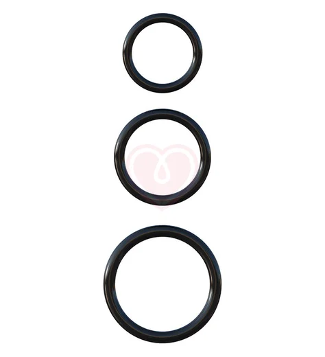 Набор из 3 эрекционных колец Silicone 3-Ring Stamina Set чёрные фото 1