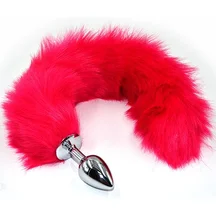Анальная пробка с розовым гибким хвостом из искусственного меха