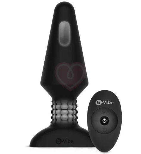 Большая вибропробка с ротацией b-Vibe Rimming Plug XL чёрная фото 1