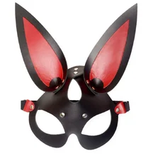 Чёрная маска зайки с красными ушками