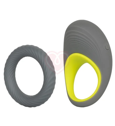 Пара эрекционных колец Link Up Edge серый-жёлтый фото 1