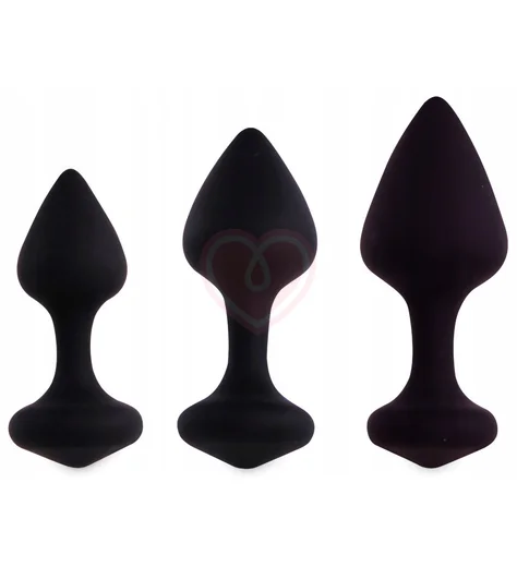 Набор из 3 анальных пробок Bibi Butt Plug Set чёрный фото 1