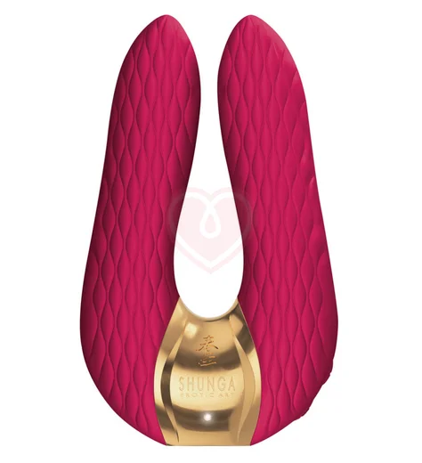 Мини-вибратор с двумя кончиками Shunga AIKO малиновый фото 1