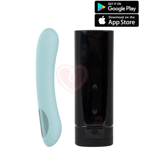 Набор для секса на расстоянии Kiiroo мастурбатор Onyx+ и бирюзовый вибратор Pearl 2+ фото 1