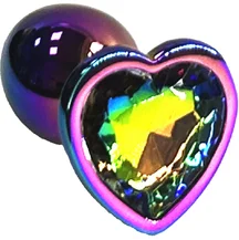 Анальная пробка с кристаллом сердечко Kanikule Small неохром