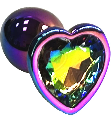 Анальная пробка с кристаллом сердечко Kanikule Small неохром фото 1