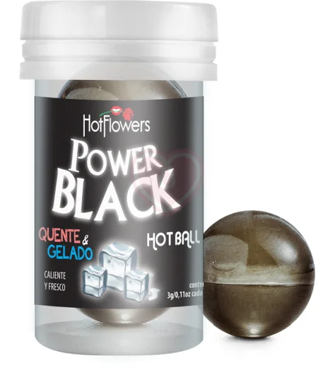 Масляный лубрикант в шариках Hot Ball Power Black с охлаждающе-разогревающим эффектом фото 1