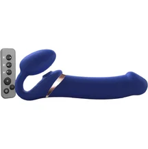 Безремневой страпон с вакуумной стимуляцией и пультом Strap-On-Me Multi Orgasm XL синий