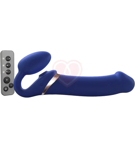 Безремневой страпон с вакуумной стимуляцией и пультом Strap-On-Me Multi Orgasm XL синий фото 1
