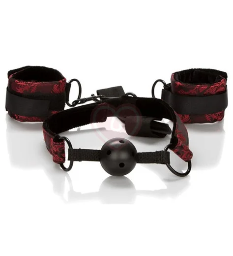 Кляп с наручниками Scandal Breathable Ball Gag With Cuffs фото 1