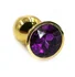 Маленькая золотая алюминиевая анальная пробка Small с фиолетовым стразом фото 1
