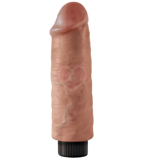 Гнущийся вибратор реалистик на присоске King Cock Vibrating 15 см мулат фото 1