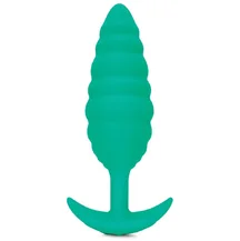 Ребристая вибропробка b-Vibe Twist Texture Plug зелёная