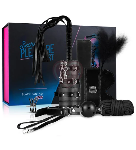 БДСМ-набор из 10 предметов Secret Pleasure Chest Black Fantasy чёрный фото 1