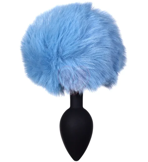 Анальная пробка с меховым хвостом Emotions Fluffy голубая фото 1