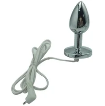 Алюминиевая анальная пробка с электростимуляцией Kanikule серебряного цвета