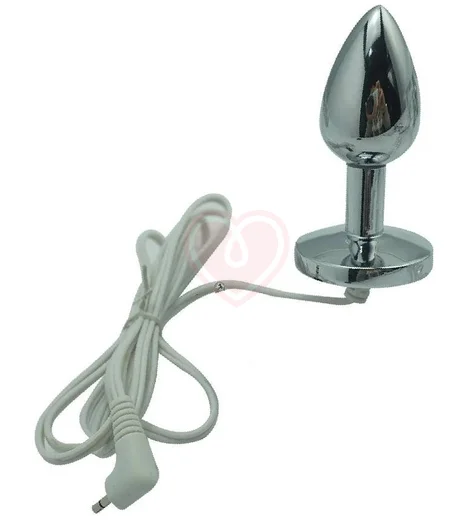 Алюминиевая анальная пробка с электростимуляцией Kanikule серебряного цвета фото 1