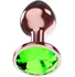 Анальная пробка с зелёным кристаллом Diamond Emerald Shine S розовое золото фото 1