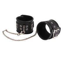 Оковы кожаные с длинной цепочкой Sitabella чёрные