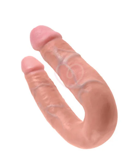 Двухсторонний фаллоимитатор King Cock U-Shaped Double средний телесный фото 3