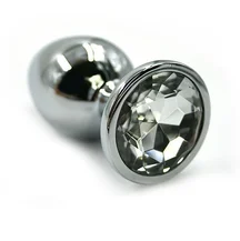 Большая алюминиевая анальная пробка Large с прозрачным стразом